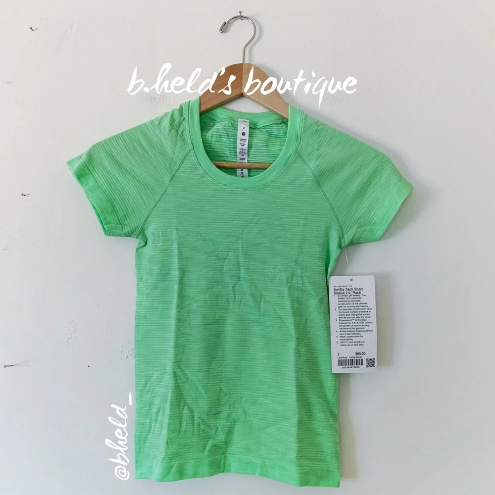 lululemon Swiftly Tech Short Sleeve Shirt 2.0 *Race Length Scream Green Sz 2 NWT